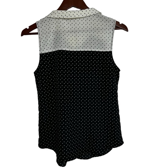 ModCloth Coquette Polka Dot Sleeveless Top Size Small Black White Bow Girly - Picture 4 of 13
